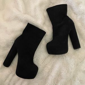 Black Suede Platform Heel Boots